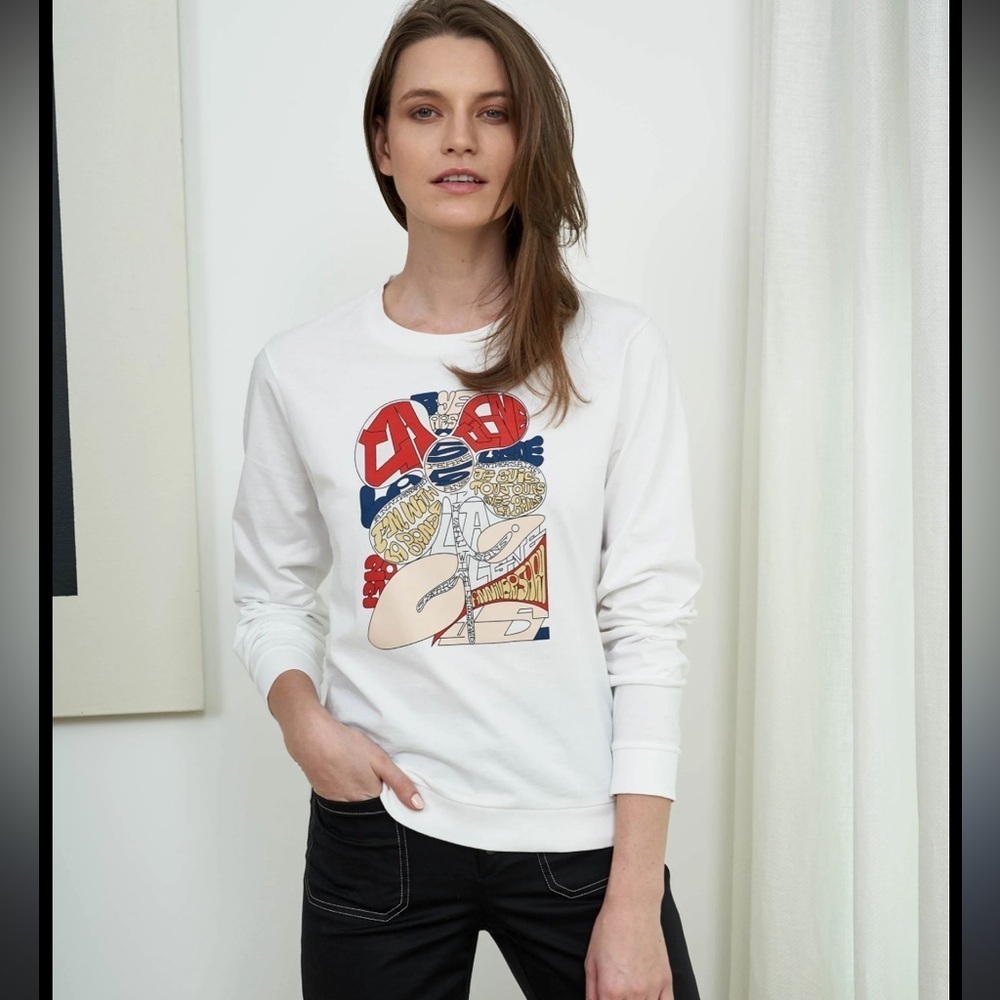 La Ligne 5 Year Anniversary Graphic Long Sleeve Tee White Size S